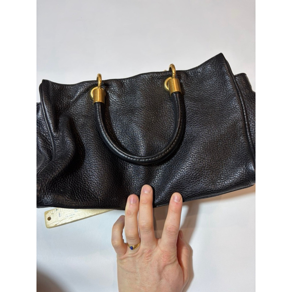 Marc by Marc Jacobs Black Pebbled Leather Satchel Tote Gold Hardware Bag - Picture 6 of 11